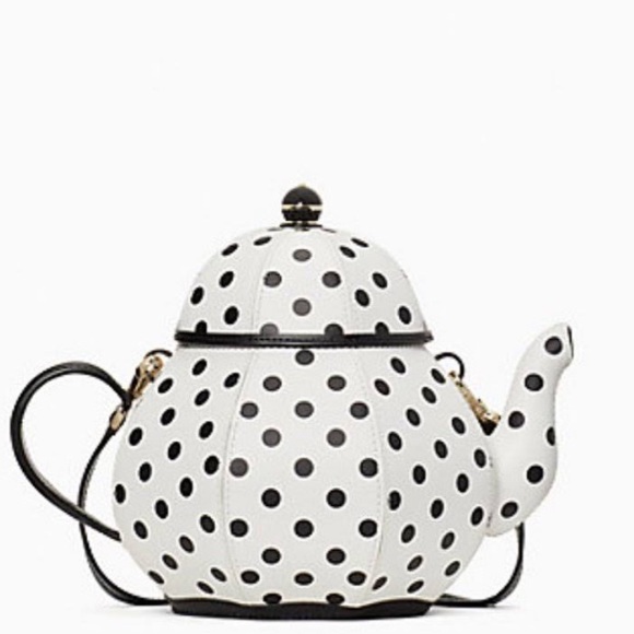 MAKE AN OFFER kate spade alice teapot tea party white crossbody new with tag - Picture 1 of 6